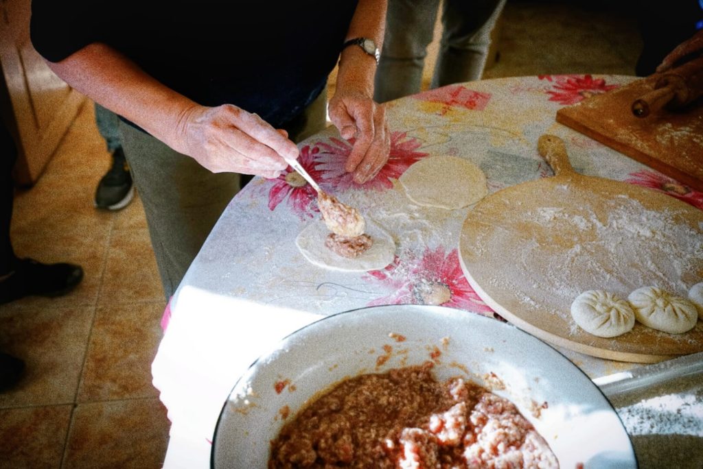 Khinkali Ingredients can include meat, cheese, potato and mushroom